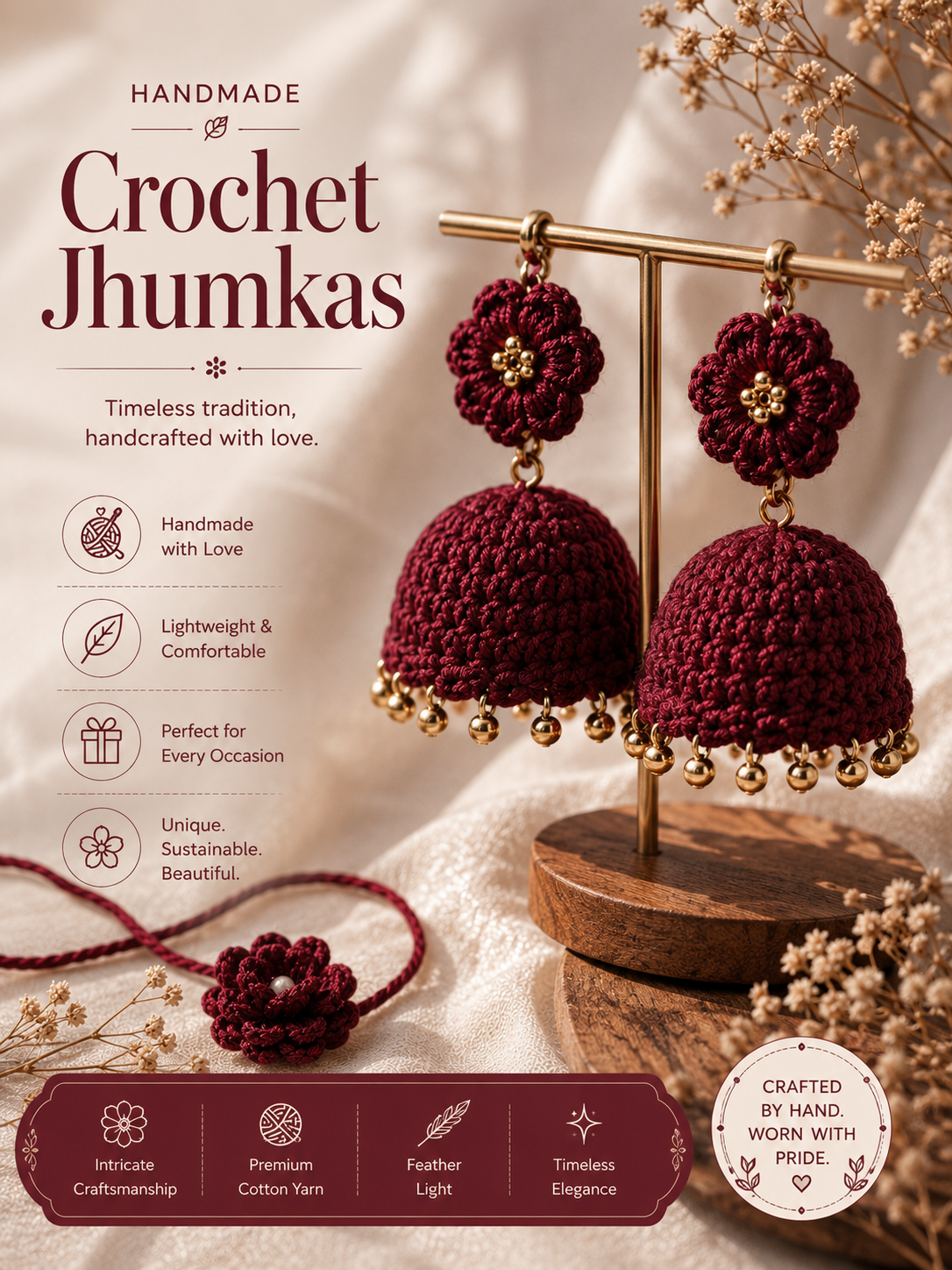 file_0000000058f4720b82fa5585c40cf0ac Crochet Jhumkas - Image 1